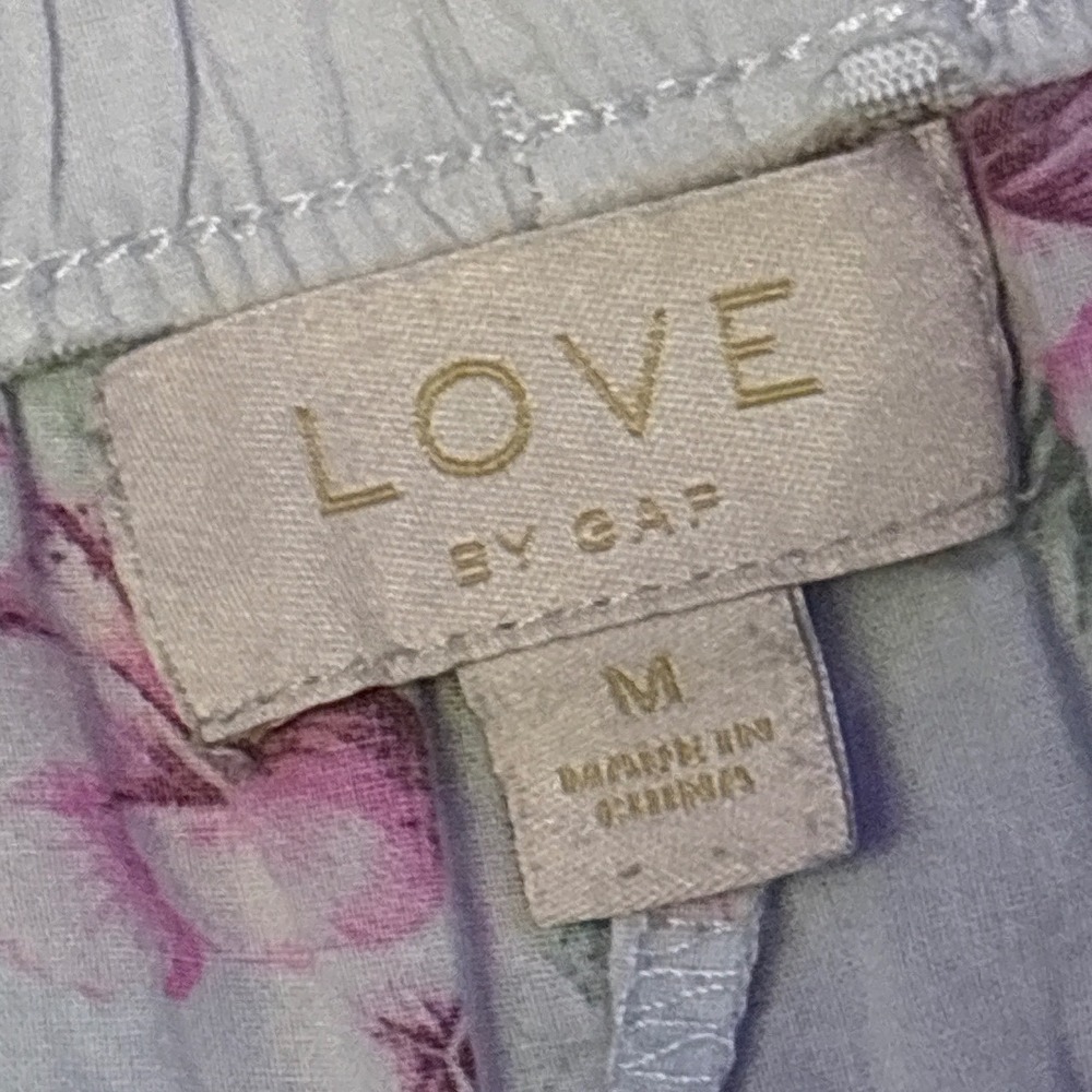 Love By Gap Womens White Pink Floral Pajama Lounge Pants Cotton Size Medium - Picture 4 of 7